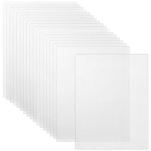 Caydo 18 Pieces 7 Count Plastic Canvas Sheets, 7 CT Clear Plastic Mesh for Cross Stitching, Making Jewelry Organizer, Knit Crochet Projects (10.5 x 13.5 Inch)