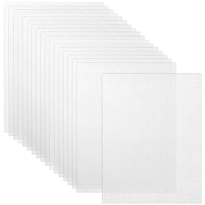 Caydo 18 Pieces 7 Count Plastic Canvas Sheets, 7 CT Clear Plastic Mesh for Cross Stitching, Making Jewelry Organizer, Knit Crochet Projects (10.5 x 13.5 Inch)