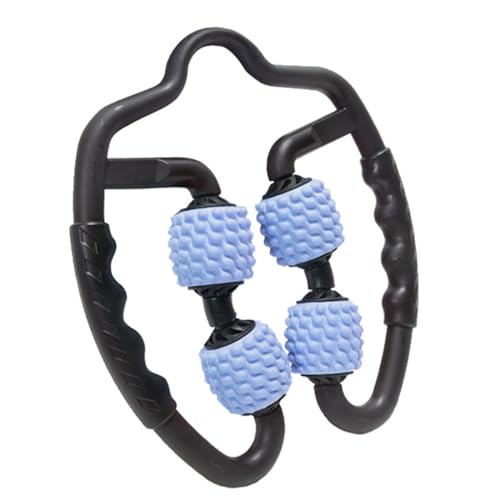 4 Wheels Foam Roller Muscle Massager for Leg Neck Hand Arm,Trigger Point Muscle Relax Massager Indoor Sports Yoga Bodybuilding Equipment (Blue) - color: Blue