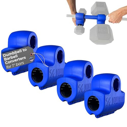 Dumbbell Converter to Barbell For 1" Bars, 500lb, Black w/Collars - color: Blue (for standard 1" bar)