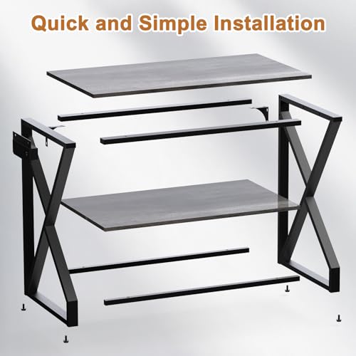 fishkeeper Heavy Duty Metal 50 Gallon Aquarium Stand with Charging Station, 2-Tier Storage Shelves with USB Ports and Outlets, 720LBS High Load Capacity Fish Tank Stand for Reptile/Turtle/Breeder Tank Stand