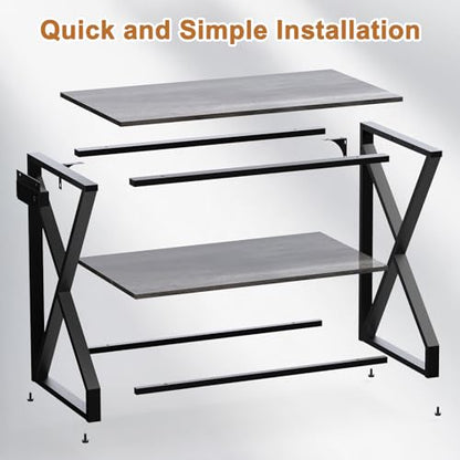 fishkeeper Heavy Duty Metal 50 Gallon Aquarium Stand with Charging Station, 2-Tier Storage Shelves with USB Ports and Outlets, 720LBS High Load Capacity Fish Tank Stand for Reptile/Turtle/Breeder Tank Stand