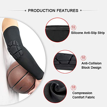 2PCS Padded Elbow Sleeves Compression Arm Protective Support - size: Medium