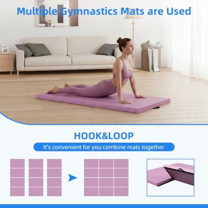 Polar Aurora 3'x6'x2 Thick Folding Gymnastics Exercise Mat Aerobics Stretching Yoga Mats - color: Pink