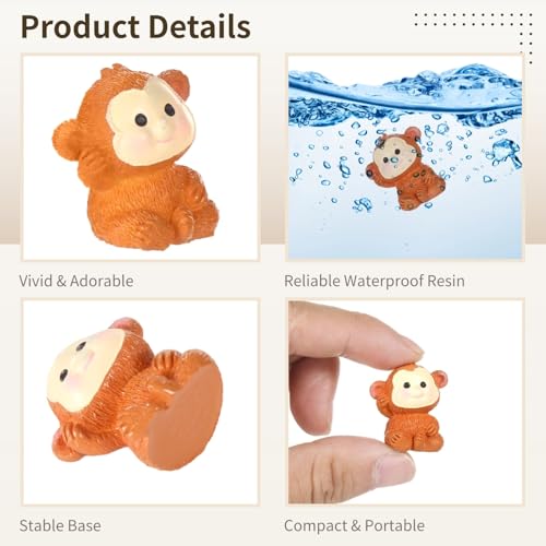 50 Pcs Mini Resin Monkey Figurine, Cute Jungle Animal Resin Miniature Ornaments for Micro Landscape, Fairy Garden, Cake Decor, Bookcase and Aquarium, Terrarium Accessories Bulk Set - style: Monkey