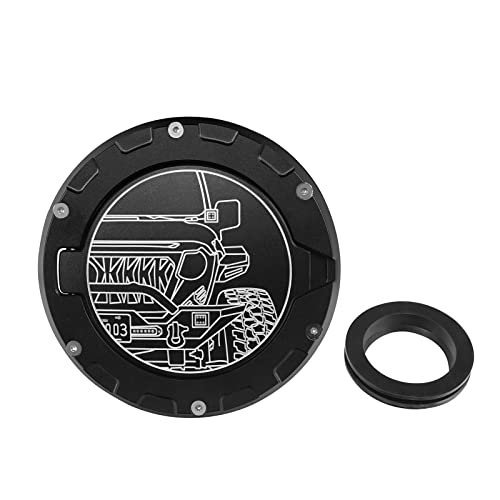 Hooke Road JL Aluminum Fuel Filler Door Gas Cap Tank Cover for 2018-2026 Jeep Wrangler JL JLU 2/4 Doors (Half Face Style)