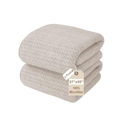 JML Microfiber Bath Towels, 2 Pack, 27x55 in, Fine Wave Camel - color: Cationic Fine Wave Camel, size: 2 Pack (27 in x 55 in)