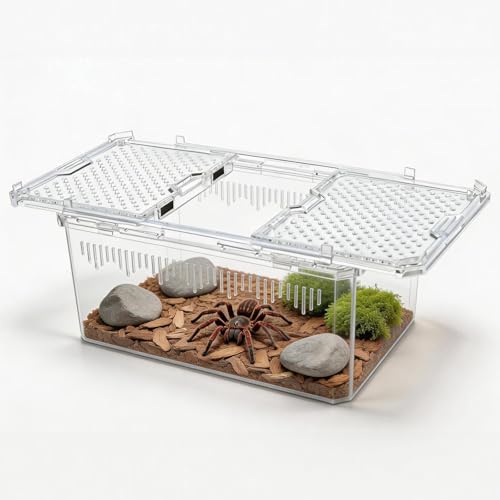 High-Transparency Reptile & Insect Enclosure Terrarium with Magnetic Door, Excellent Ventilation, Easy Cleaning, and Strong, Long-Lasting Build for Cricket,Frog,Gecko(White, 9.3x6.2x4.6 Inch) - color: White, size: 9.3x6.2x4.6 Inch