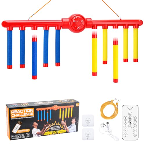 Reflex Drop Sticks Game, Solo & Dual, 3 Speeds, Play Reaction Toy for Party - color: Red