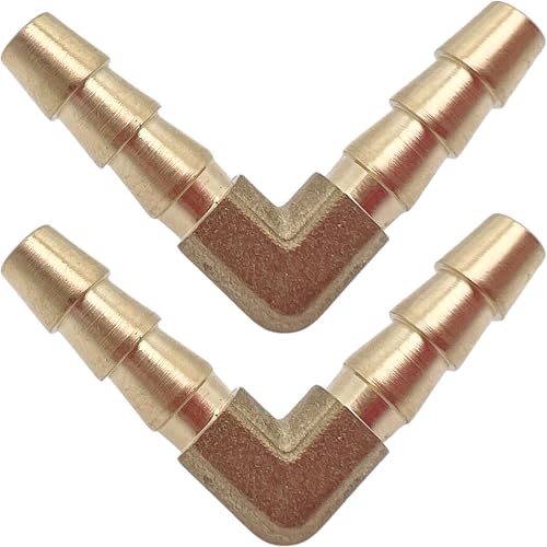 2PCS Brass 3/16" x 3/16" Hose Barb Fitting Barbed 90 Degree Elbow Connector L Right Angle Barbed Fitting by CX WONDERLAND - size: 3/16" Hose Barb