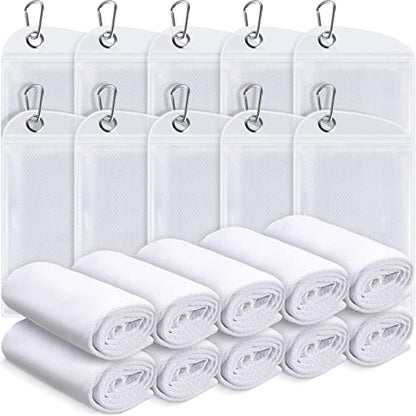 Redbaker 20 Pcs Cooling Towel Ice Towel with Bag for Neck Face, White - color: White