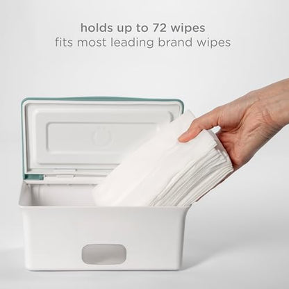 Ubbi Baby Wipes Dispenser with Weighted Plate and Secure Seal, Nursery and Baby Registry Essential to Keep Wipes Fresh, Open Water - color: Open Water Wipes Dispenser