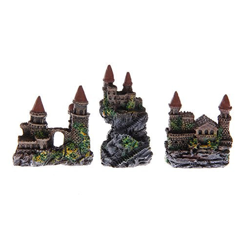 Aquarium Castle Decoration Small Resin Castles Hideouts Stone Cave Hide House Fish for Tank Accessories for Betta Shrimp Aquarium Decoration