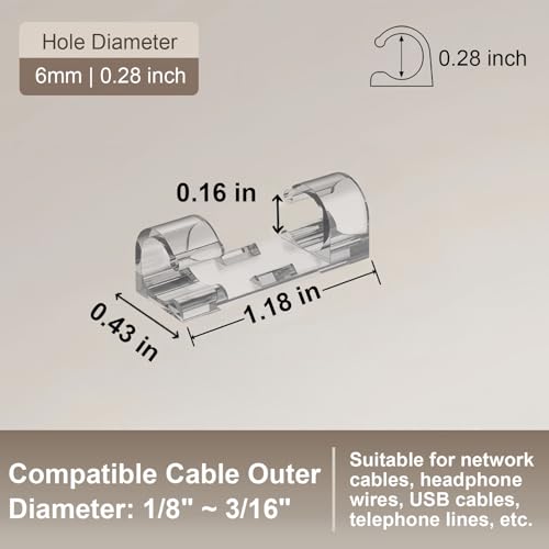 40PCS Strong Adhesive Cable Clips Clear, Premium Wire Holders for Wall, Strong Cord Organizer Under Desk, Car, PC