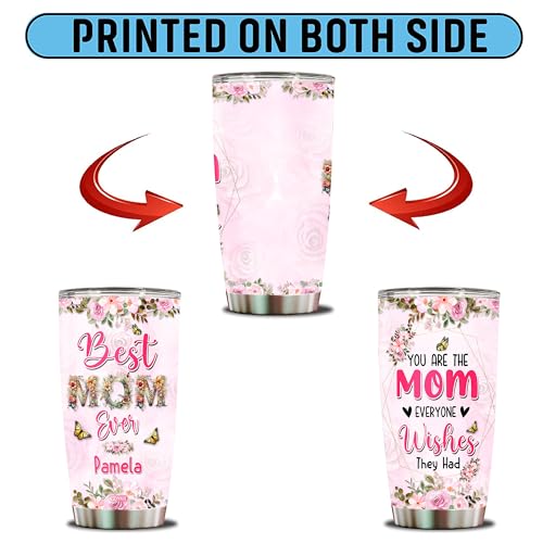 Personalized Mom Tumbler Gifts for Women Coffee Cup Travel Mug with Lid Gift for Wife Grandma From Sons Daughters Christmas Birthday Mother's Day Valentine 20oz Stainless Steel Insulated - color: BEST MOM