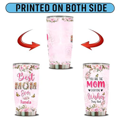 Personalized Mom Tumbler Gifts for Women Coffee Cup Travel Mug with Lid Gift for Wife Grandma From Sons Daughters Christmas Birthday Mother's Day Valentine 20oz Stainless Steel Insulated - color: BEST MOM