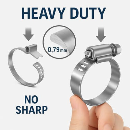 316L Stainless Steel Clamps Marine Grade Corrosion Resistant Heavy Duty Hose Clamps (13-19 mm, 1/2" - 3/4") 4Pcs - size: 13-19mm