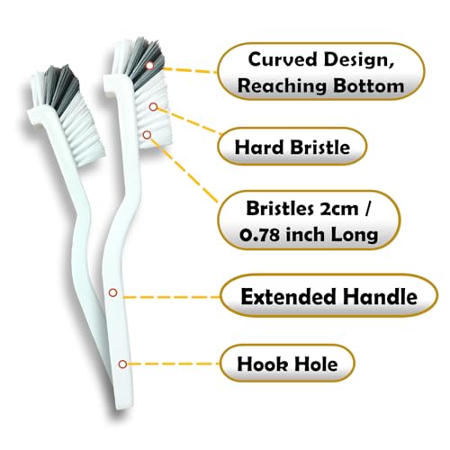 Crevice Cleaning Brush Set, Multi-Purpose Hard Bristle Brushes for Deep Cleaning Kitchen, Bathroom, Grout, Sink, Cup, Teapot, Bottle, Blender, Corners, Tight Spaces & More