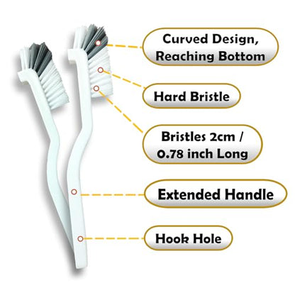 Crevice Cleaning Brush Set, Multi-Purpose Hard Bristle Brushes for Deep Cleaning Kitchen, Bathroom, Grout, Sink, Cup, Teapot, Bottle, Blender, Corners, Tight Spaces & More