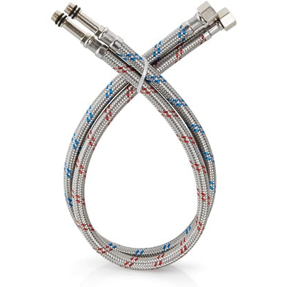 16-Inch Long Faucet Water Supply Lines, Braided Stainless Steel Supply Hose 3/8-Inch Female Compression Thread x M10 Male Connector, x 2 Pcs (1 Pair) - size: 16 Inch