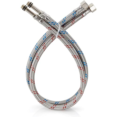 16-Inch Long Faucet Water Supply Lines, Braided Stainless Steel Supply Hose 3/8-Inch Female Compression Thread x M10 Male Connector, x 2 Pcs (1 Pair) - size: 16 Inch