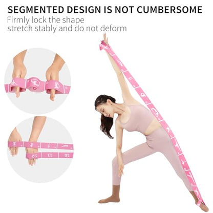 12 Loop Resistance Stretch Band, Numbered Flexibility Strap for Exercise, Physical Therapy, Yoga, Pilates, Dance, Gymnastics and Rehab Training, Adjustable Stretching for Splits, Ballet,Home Workouts - color: Pink