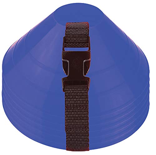 American Challenge Large Disc Cones, Soccer Cones for Sports, Set of 6 | Oversized Agility Training Cones with Carry Strap - Great Football, Basketball & Practice Cones for Speed and Coordination - color: Royal