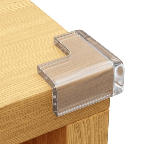 8-Pack Baby Proof Corner Protectors, Clear Furniture Safety Bumpers, Soft Rubber Foam Cushion Guards with Pre-Applied Adhesive, Child Proofing Pads for Tables, Cabinets, Desks, Glass Surfaces - color: Clear, size: 8corners