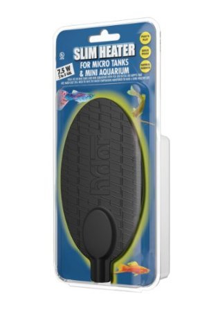 Hydor Betta Bowl Slim Fish Tank Heater, 15-watt, measures 3 3/16 x 6 1/8 inches oval, black; For tanks 5-10 gallons