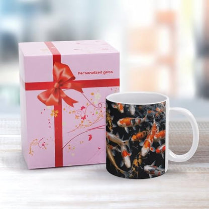 Changing Magic Coffee Mug Heat Sensitive Porcelain Tea Cup Morphing Mugs Japan Fancy Carp Fishes Printed Color Changing Coffee Mug Heat Activated