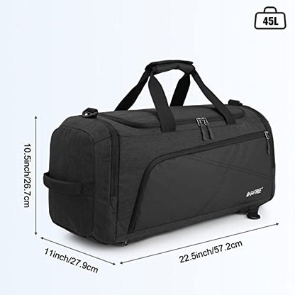 G4Free 45L/60L 3-Way Duffle Backpack Gym Bag with Wet Pocket & Shoes Compartment Sports Travel Weekender Overnight Duffel Bag - color: Dark Grey, size: 45l