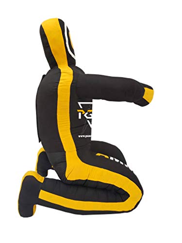 PGS MMA Brazilian JIU Jitsu Wrestling Dummy for Grappling Submission Mixed Martial Arts MMA Training Punching Throwing Boxing Bag Karate Judo Self Defense UNFILLED - color: Black Yellow, size: 5FT (59 Inches)