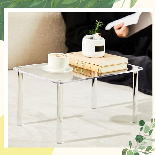 3 Pcs 16, 15, 14 Inch Acrylic Risers Display Stands Rectangular 4-leg Acrylic Plant Stand, 6mm Thick Clear Shelf Riser Display Stands for Decor Collectibles Figures and Item Photography - size: 16×10×8 In，15×9×7 In， 14×8×6 in