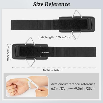 Wrist Cuffs with D-Ring, Wrist Wraps for Weightlifting with Neoprene Padding, Wrist Straps for Cable Machines - color: Glossy Black