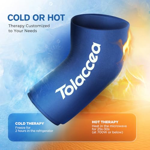 Tolaccea Hot & Cold Therapy Flexible Ice Packs Cold Therapy Compression Sleeve Reusable Gel Pack for Injury Cold Wrap for Knee Calf Elbow (Large (Pack of 1), Blue) | Leak-Resistant Stitching, Soft Flexible Gel, Hot & Cold Therapy for Tendonitis, Hands-Fre