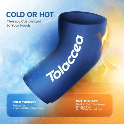 Tolaccea Hot & Cold Therapy Flexible Ice Packs Cold Therapy Compression Sleeve Reusable Gel Pack for Injury Cold Wrap for Knee Calf Elbow (Large (Pack of 1), Blue) | Leak-Resistant Stitching, Soft Flexible Gel, Hot & Cold Therapy for Tendonitis, Hands-Fre