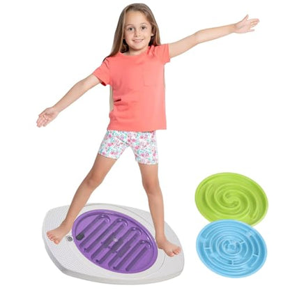 Balance Board for Kids, 20 inch Balance Board Maze with 2 Balls, 3 Replacement Labyrinth Boards, Toddler Wobble Boards for Sensory Training, Non-Slip Pedals, Max Load 130 Lbs