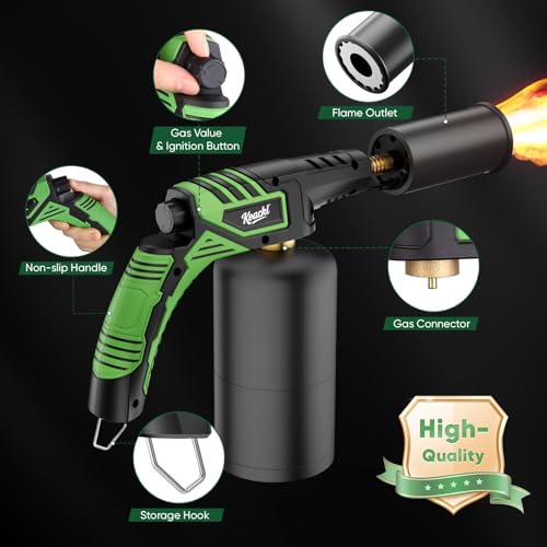 Powerful Propane Torch, Propane Torch Head, Kitchen Cooking Culinary Torch Lighter, Charcoal Lighter, Sous Vide Searing Steak, BBQ, Grill, Campfire Charcoal Starter(Tank Not Included)