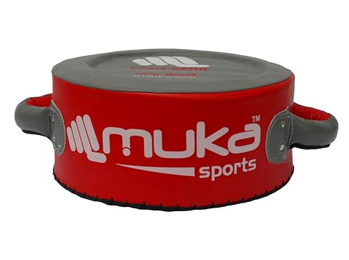 Round Boxing Pad for Men - Synthetic Leather Punching Mitts Coaching Shield - MMA Muay Thai Kickboxing Strike Pads for Karate, Training, Taekwondo, Martial Arts - color: Red