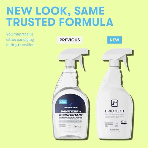 BRIOTECH Sanitizer Disinfectant Hypochlorous, Kill 99.99% of Viruses & Bacteria, Control Mold, Eliminate Odor, Gentle for Nursery & Play Rooms, Food Contact Surface Sanitizer, 1 Gallon Refill (2 Pack) - size: 128 Fl Oz (Pack of 2)