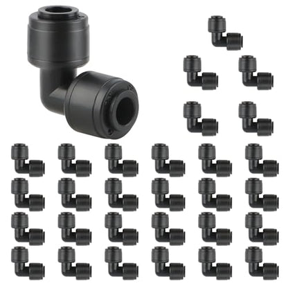 Kalolary 30Pack Quick Connect 1/4" Drip Irrigation Elbow Connector, Universal Barbed Elbow Fittings for 1/4" Irrigation Tubing Leak Free Fittings for Sprinkler or Drip Irrigation System