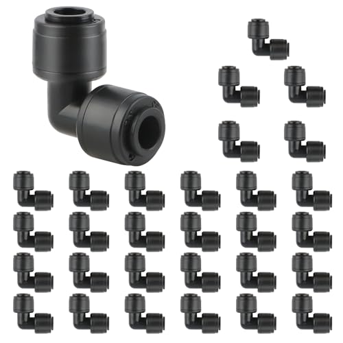 Kalolary 30Pack Quick Connect 1/4" Drip Irrigation Elbow Connector, Universal Barbed Elbow Fittings for 1/4" Irrigation Tubing Leak Free Fittings for Sprinkler or Drip Irrigation System