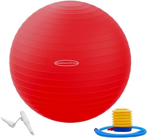 Fitvids Anti-Burst and Slip Resistant Exercise Ball Yoga Ball Fitness Ball Birthing Ball with Quick Pump - color: Red, size: XXL(31-34in/78-85cm)