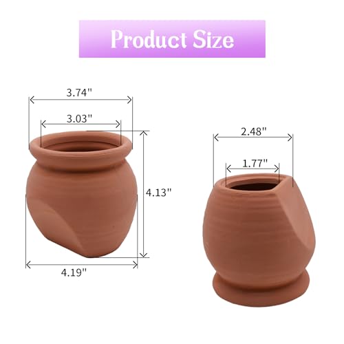 Saim Natural Clay Ceramic Cave Pot - Aquarium Fish Tank Decor Hideout for Betta Shrimp Cichlid Small Fish Breeding & Hiding Shelter Cute Ornament Aquatic Habitat- Large