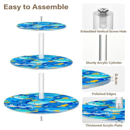Cute Cartoon Fish Blue Transparent Acrylic Tray Spill-Proof Three-Layer Pallet Store Sundries In The Entrance Hall