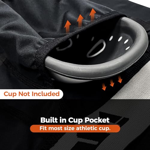 COOLOMG Men Compression Shorts with Cup Pocket Baseball Football, NO Cup - color: Black&white, size: Small