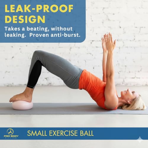 ProBody Pilates Ball Small - 9 Inch Physical Therapy Ball | PT-Grade Anti-Burst PVC, Between-Knees Stability, Postpartum & Rehab, Small Exercise Ball, Inflator - color: Rose