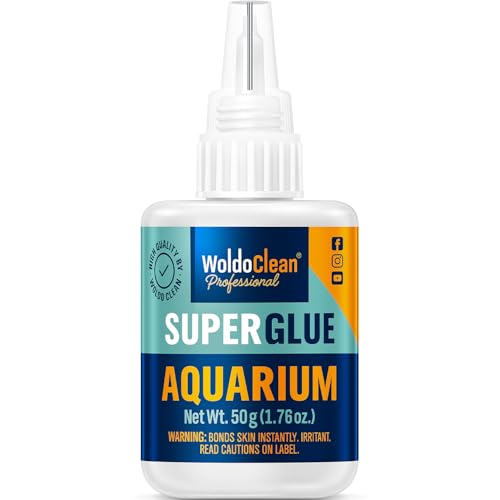 WoldoClean Aquarium Super Glue 50g - Plant Glue for Aquascaping, Live Plants, Moss, Rocks & Driftwood - Fish Tank Safe, Clear Drying & Waterproof, Freshwater & Saltwater Reef