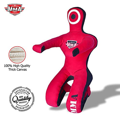 MMA Sports Brazilian JIU Jitsu Grappling Submission Throwing Dummy Punching Heavy Bag Kick Boxing Dummies UNFILLED - color: Red-2, size: 5ft, style: Sitting