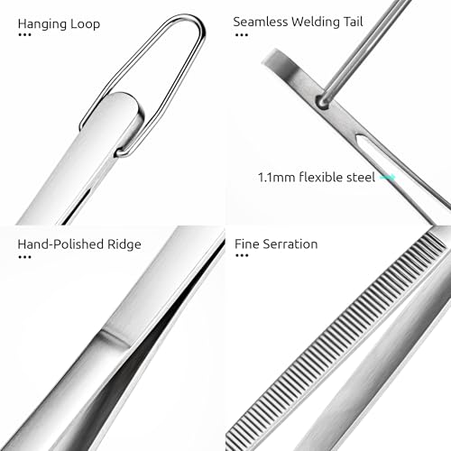 U-Taste 8"+10"+12" Kitchen Cooking Tweezer: 18/8 Stainless Steel Food-Grade Metal Food Tong, Flexible Pinching, Seamless-Welding and Sturdy for Serving Grilling Frying, Plating, Feeding (Pointed Tip) - size: 8in+10in+12in (pointed tip)